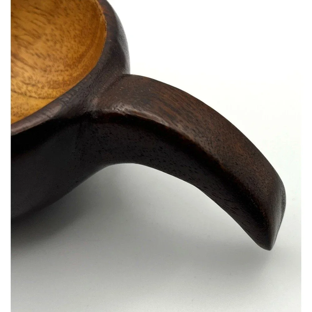 Vtg Hand Carved Teardrop Shape Rustic Wooden Serving Scoop Kitchen Decor